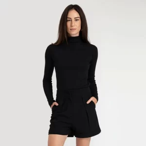 Conheça a BLUSA CANELADA VISCOSE GOLA ROLÊ FEMININA - PRETO