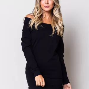 Vestido Moletom Preto Manga Longa DLK