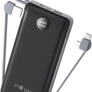 Power Bank, Carregador Portátil de 20000mAh com Carga Rápida, Múltiplas Portas, Design Leve e Proteção Inteligente para Dispositivos iOS e Android/USB/Type-C/Preto/(KV-P204-‎Preto)