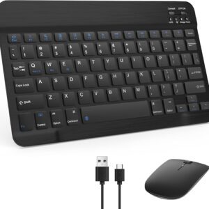 Combo Teclado e Mouse Bluetooth Sem Fio Recarregáveis – Ultrafinos e Compatíveis com Android, iPhone, iPad, Windows Surface e Outros Dispositivos