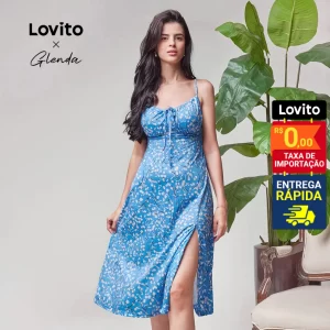 Lovito x Glenda Vestido Feminino Estampa Floral Amarração Busto LNE31004