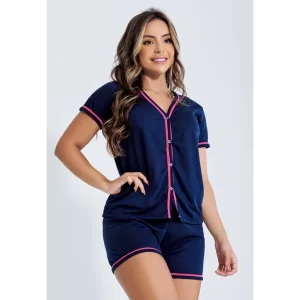 Pijama Curto Em Malha Blogueirinha Short e Blusa Amamentação