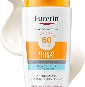EUCERIN Protetor Solar Facial Ultra Fluido FPS 60 50ml, Hydro Fluid, Antioleosidade, Antioxidante, Rosto, Proteção UVA, UVB e Luz Visível