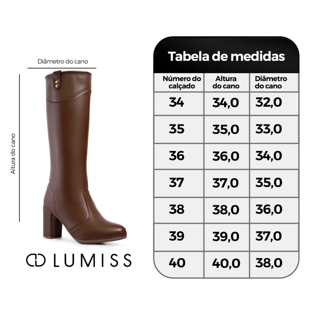 Bota Feminina Lumiss Cano Longo